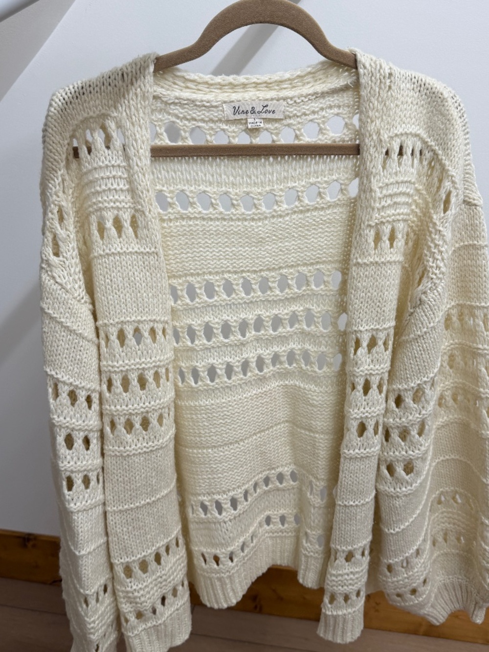 Women's Chunky Knit Cardigan Cream Color - Large